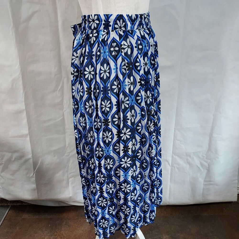 Her Destiny Chiffon Flowy Pleated Midi Skirt Size XL Feminine Elastic Waist - Picture 5 of 12